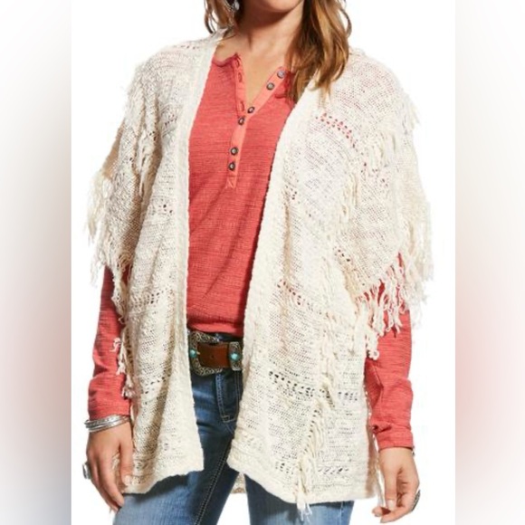 Ariat size Small Wrap It Up fringed open cardigan - Picture 8 of 9